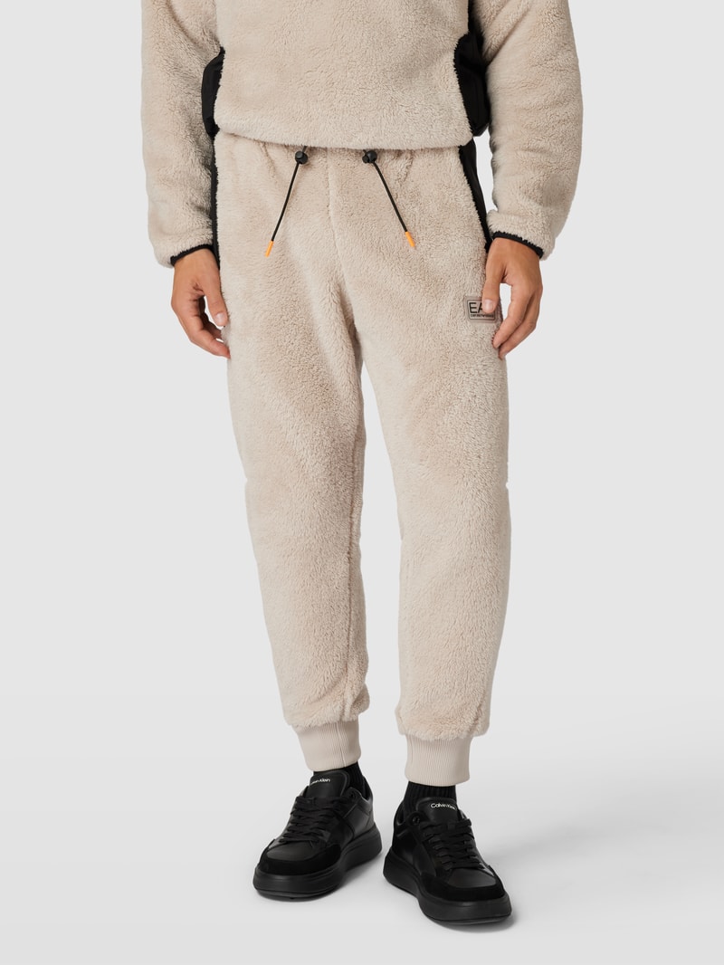 Sweatpants mit Teddyfell in beige