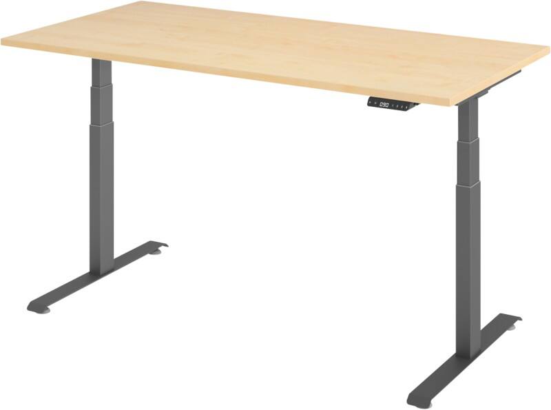 Hammerbacher Rechteckig Sitz-Stehschreibtisch Metall, Holz 1,600 x 800 x 645 - 1,295 mm Braun