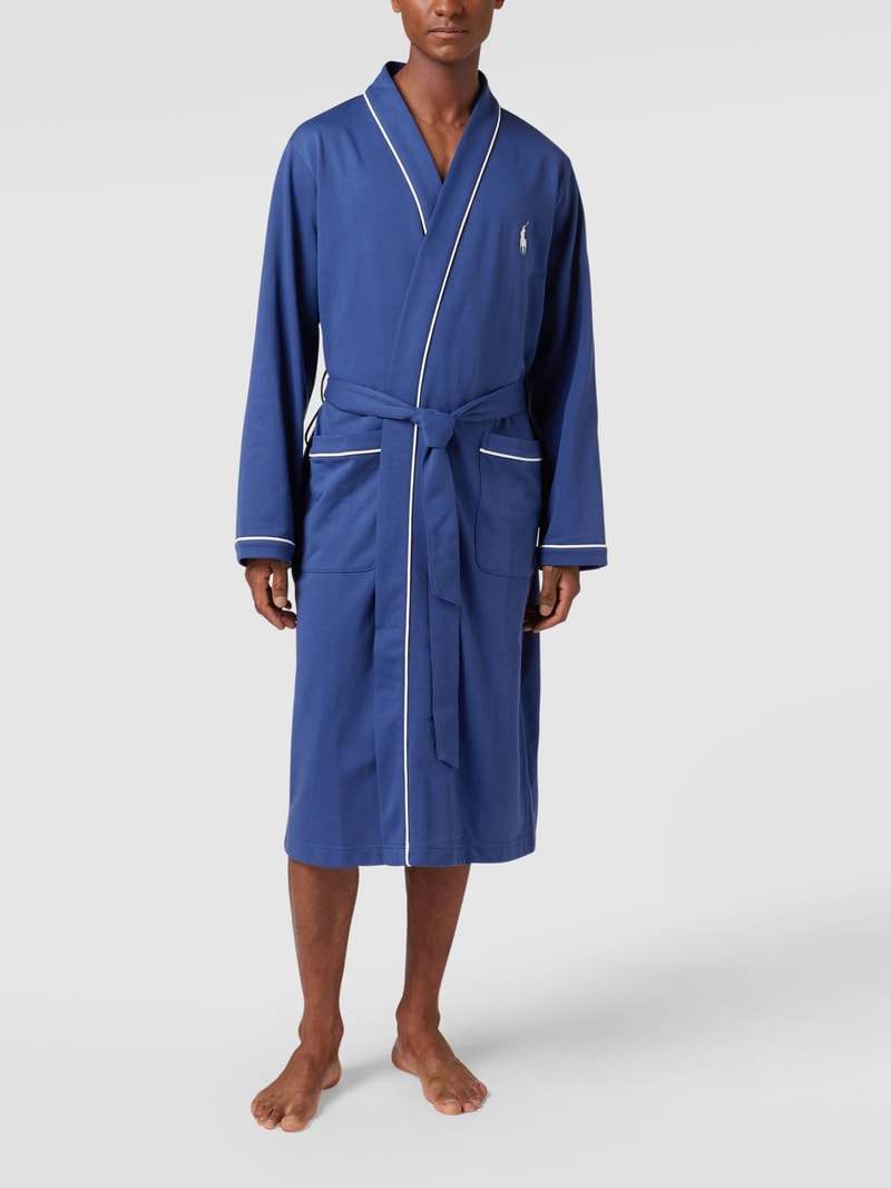 Morgenmantel mit Label-Stitching in marineblau