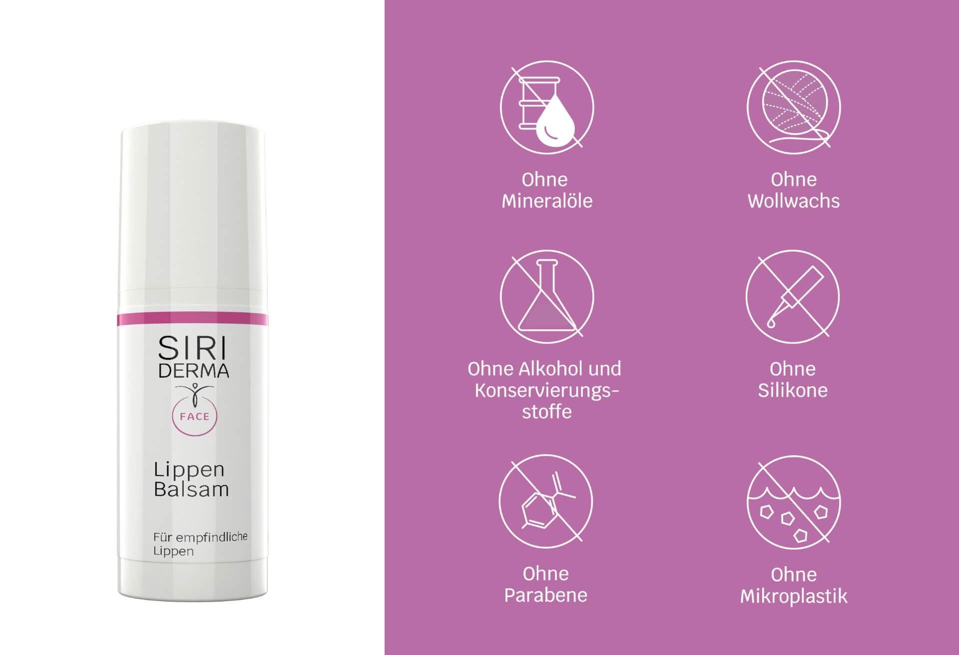 Siriderma Lippenpflegemittel Siriderma Lippenbalsam ohne Duftstoffe 4,5 g, Feuchtigkeitsspendender und antibakteriell wirkender Lippenbalsam