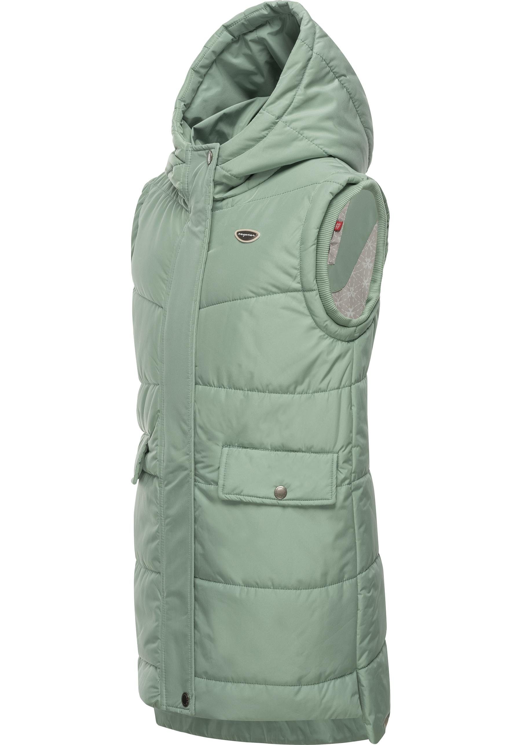 Ragwear Steppweste Amalca sportliche Outdoor-Weste mit Kapuze