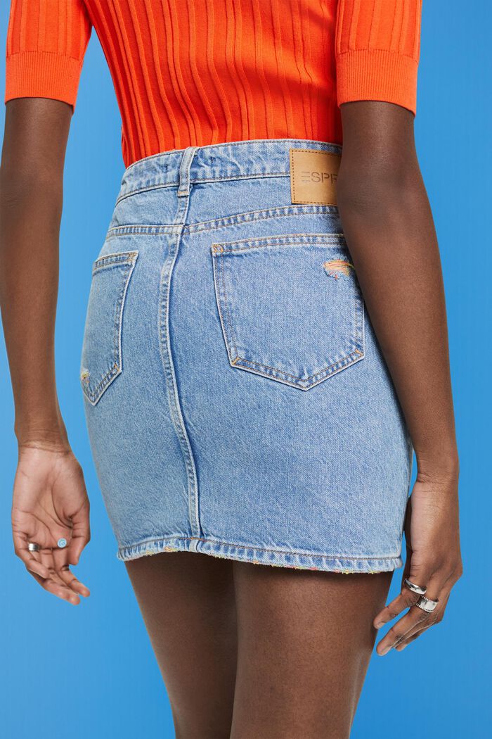 Denim-Minirock mit gerippten Details