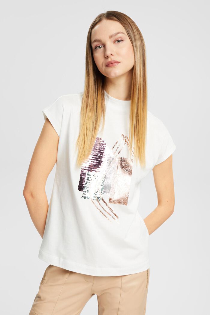 T-Shirt mit Paillettenapplikation, TENCEL™