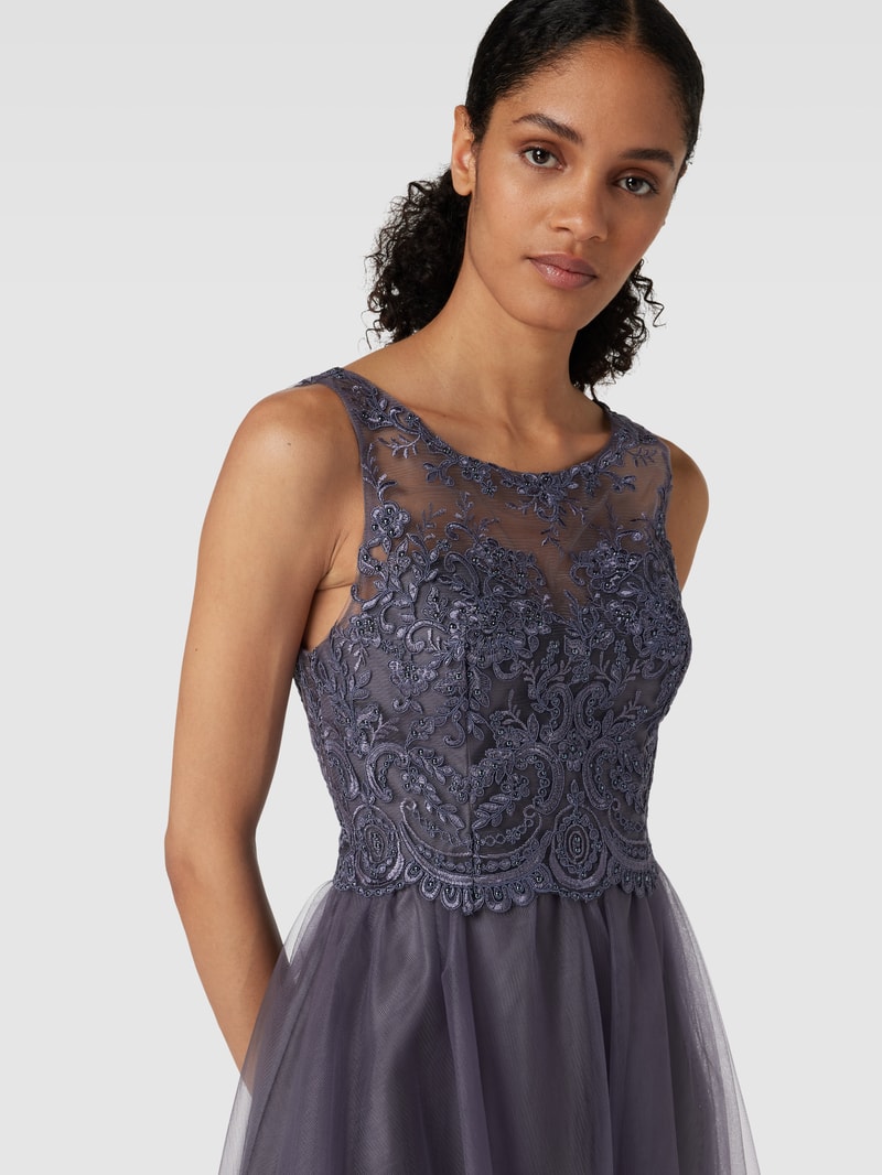 Cocktailkleid mit Rundhalsausschnitt in graphit