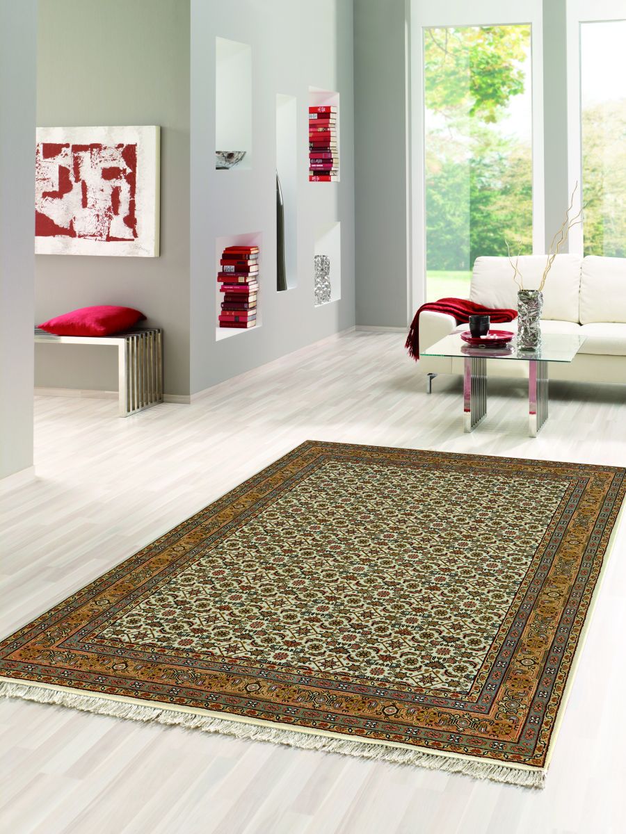 Teppich aus Indien Benaras Herati 20 beige 40 x 60 cm