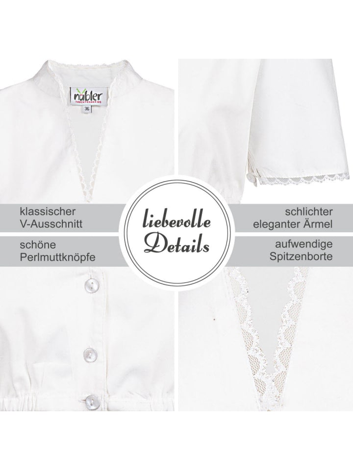 Nübler Dirndlbluse Kurzarm Babsi in Weiß günstig kaufen