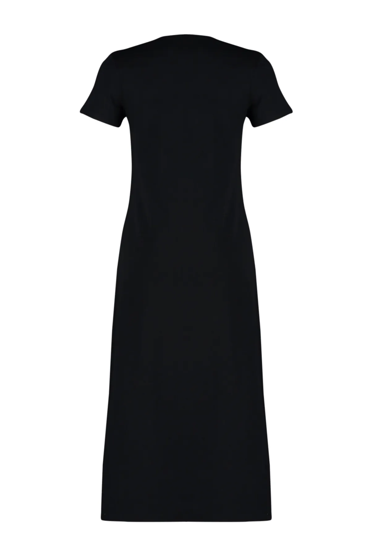 Trendyol Collection  Schwarzes Premium-Strick-Midikleid in A-Linie mit Rundhalsausschnitt und Taschen TWOSS24EL00169