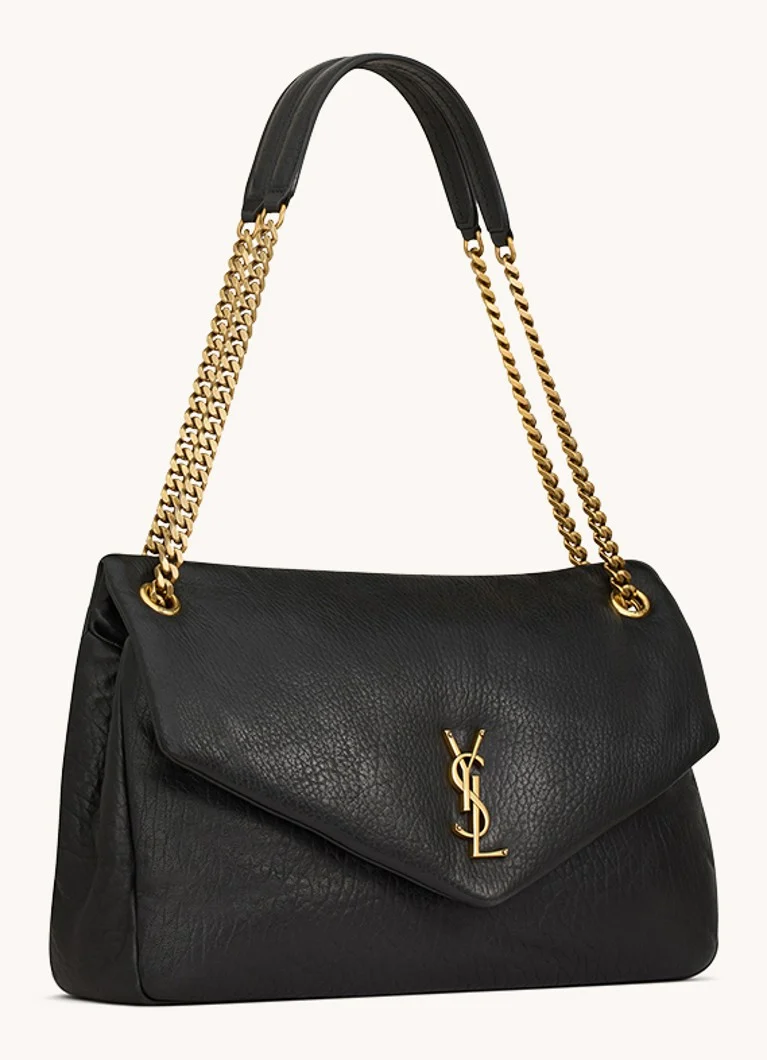 Μεγάλη τσάντα ώμου Saint Laurent Calypso από δέρμα αρνιού