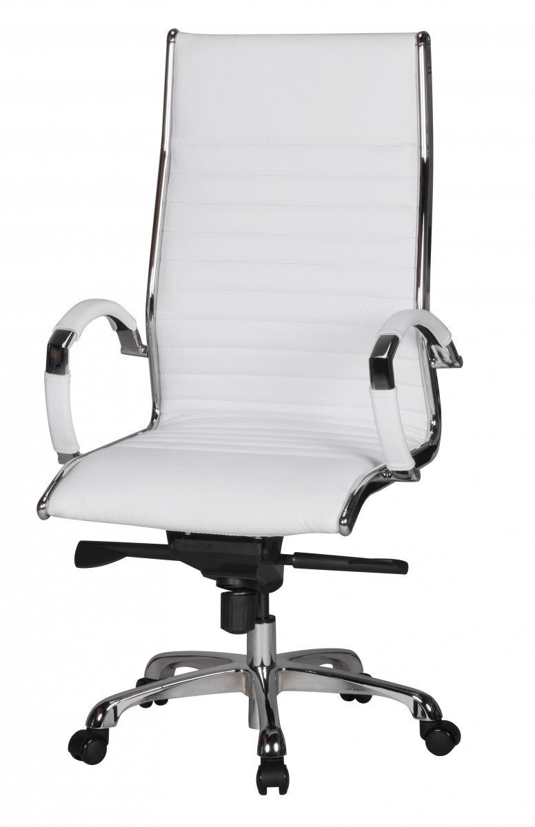 Amstyle Drehstuhl SPM1.233 (SALZBURG 1 Echtleder Weiß Schreibtischstuhl), Bürostuhl XXL 120kg Chefsessel höhenverstellbar