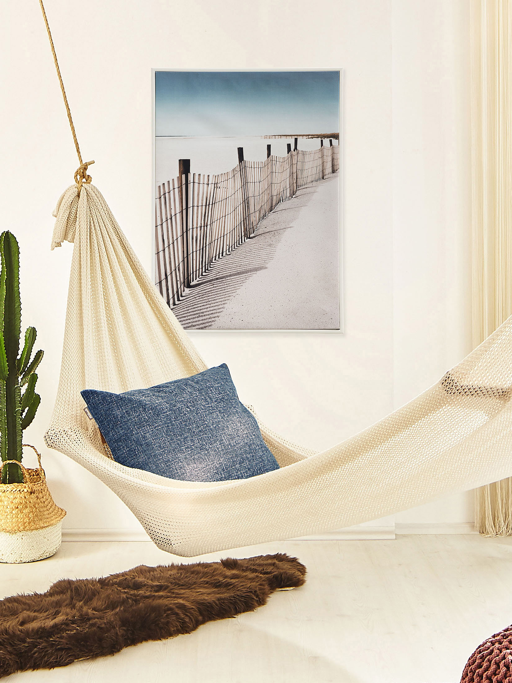 Windfang Leinwand Druck, Beige
