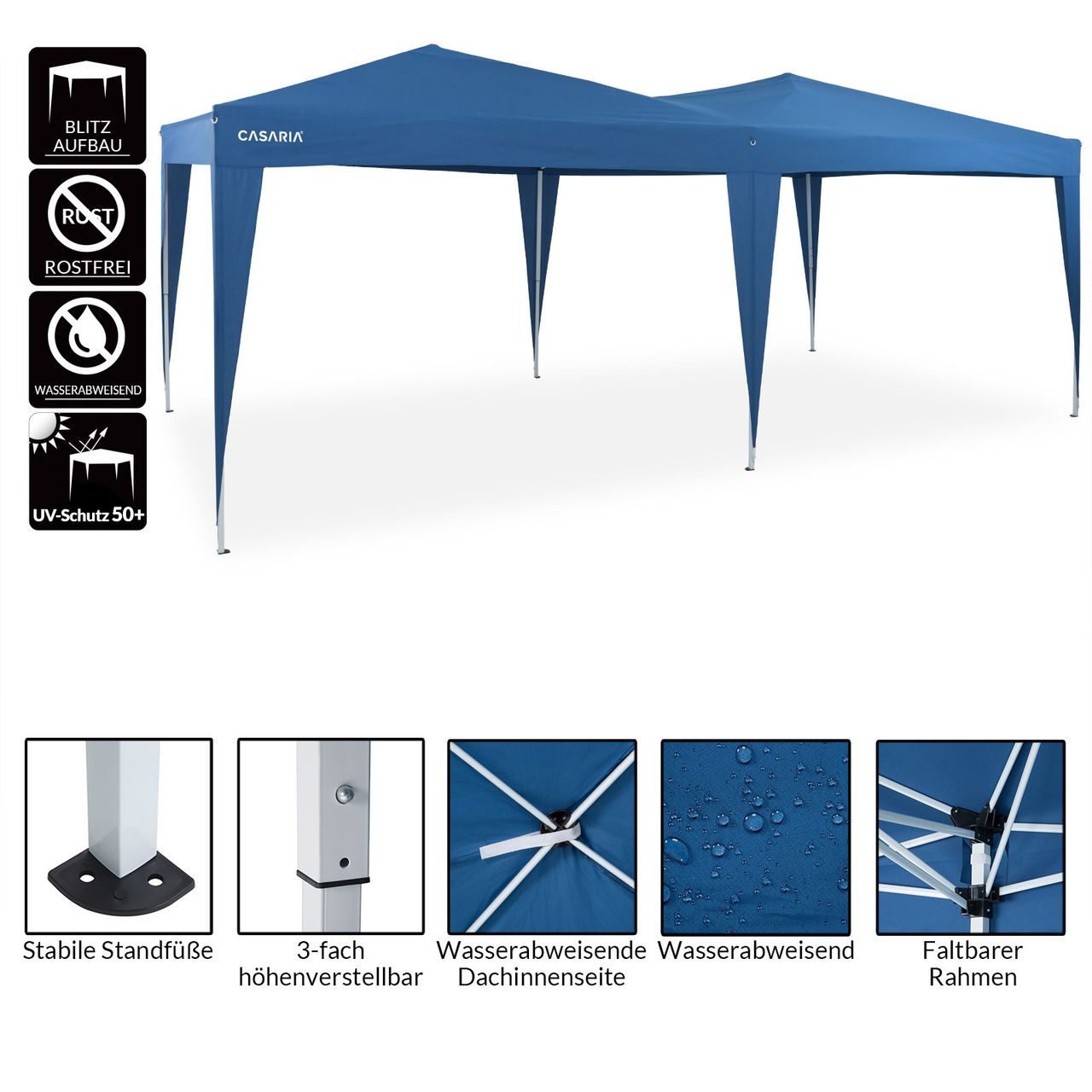 Casaria Faltpavillon Blau 3x6m