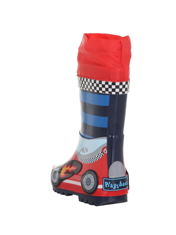 Playshoes Gummistiefel Rennwagen in Rot/Blau günstig kaufen