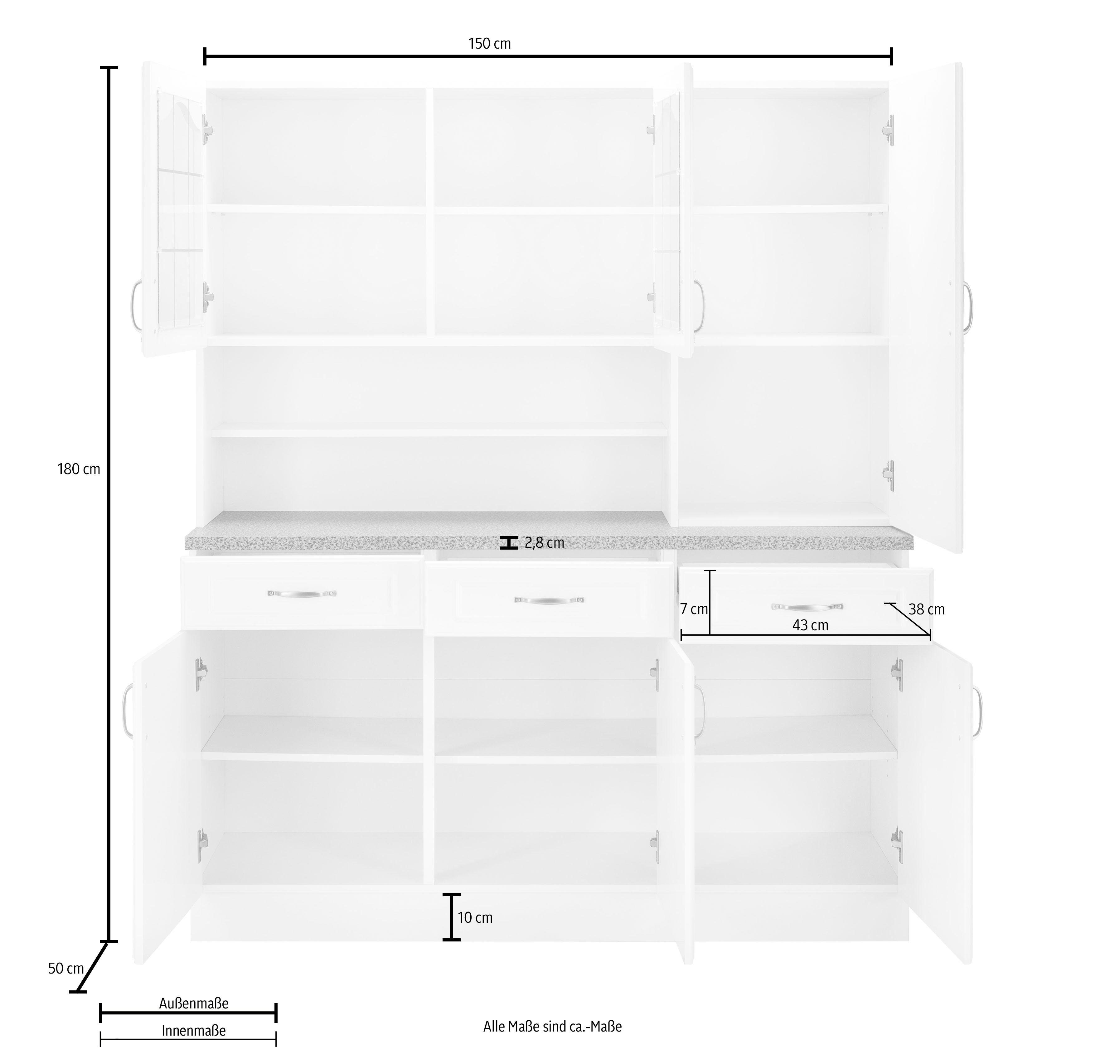 wiho Küchen Buffet Linz in Landhaus-Optik, Breite 150 cm