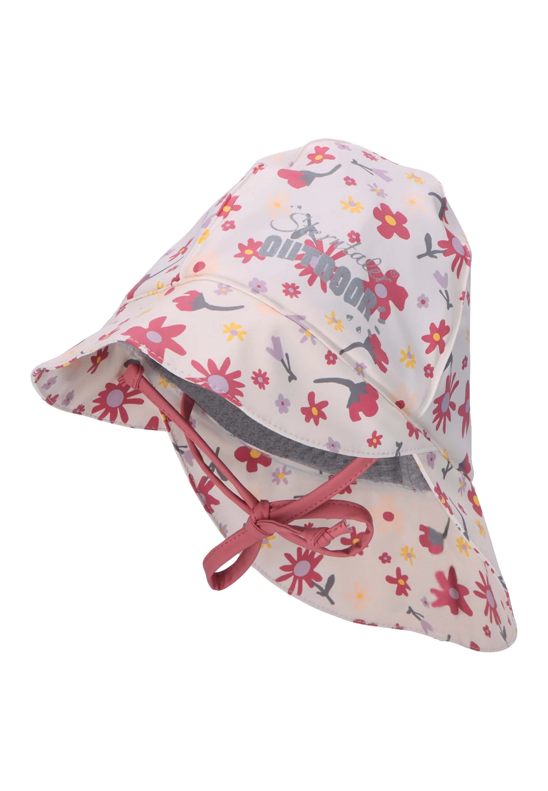 Regenhut Blumen mit verschweißten Nähten in Rosa