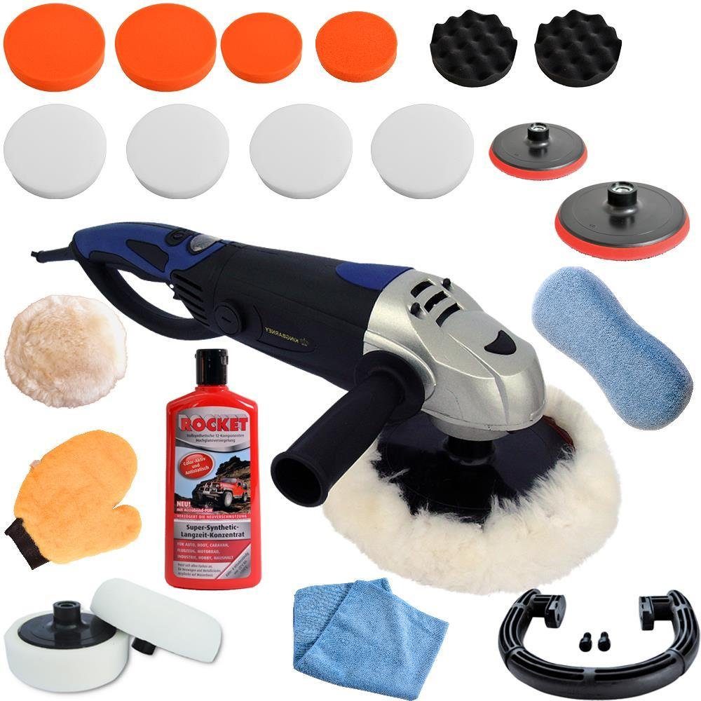 PROMAFIT Rotationspoliermaschine Poliermaschine 1600 Watt (Set 3), 3000 max. U/min, (Set, 3), ohne Akku und Ladegerät, Kabellänge 2m, Drehmoment-Kontrollsystem