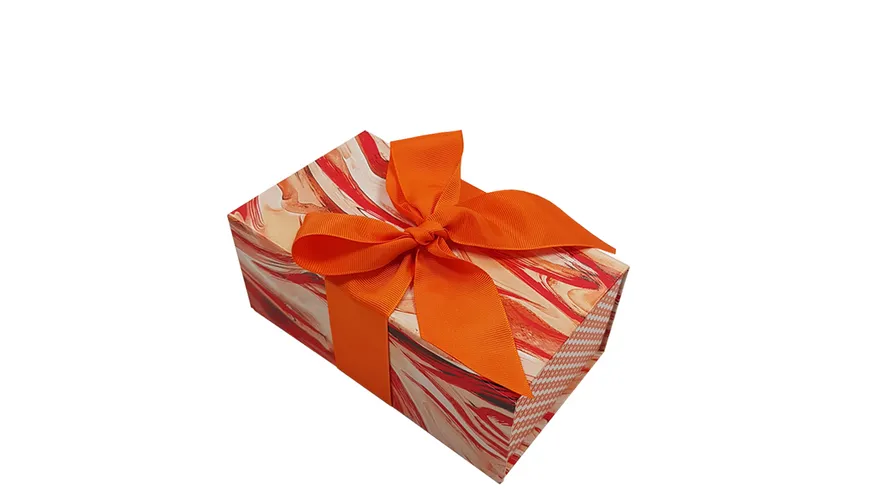 TRUBA Box large mit Schleife MARBLES orange