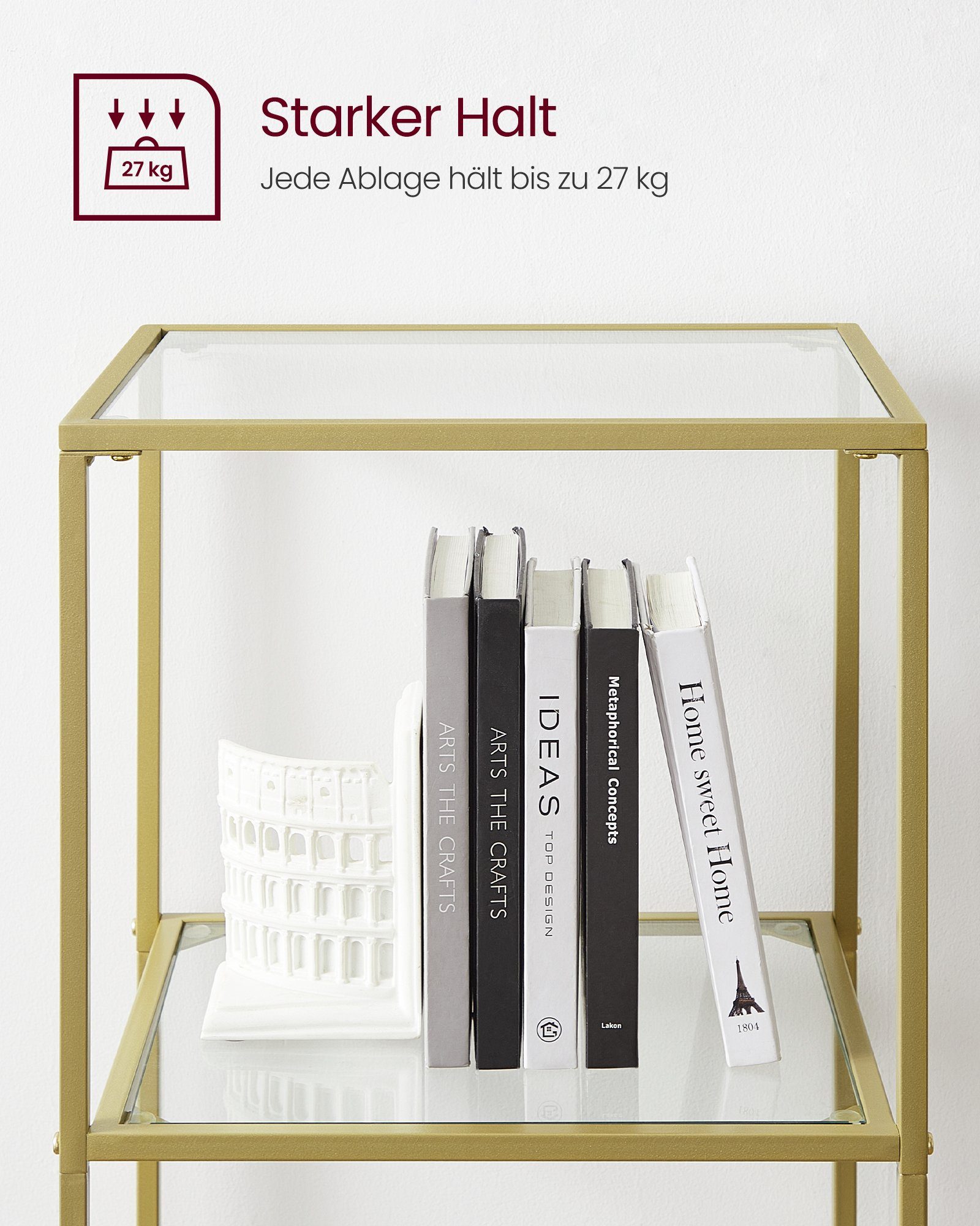 VASAGLE Bücherregal, Standregal, Küchenregal, stabil, H: 177.3