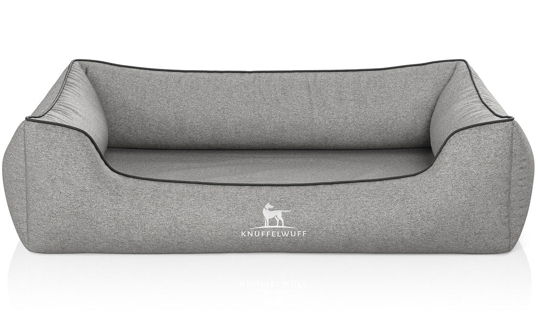 Knuffelwuff Hundebetten Knuffelwuff Orthopädisches Hundebett Amelie aus Velours mit Handwebcharakter grau XXXL