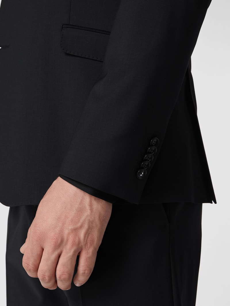 Slim Fit 2-Knopf-Sakko mit fallendem Revers 'Flex Cross' in schwarz