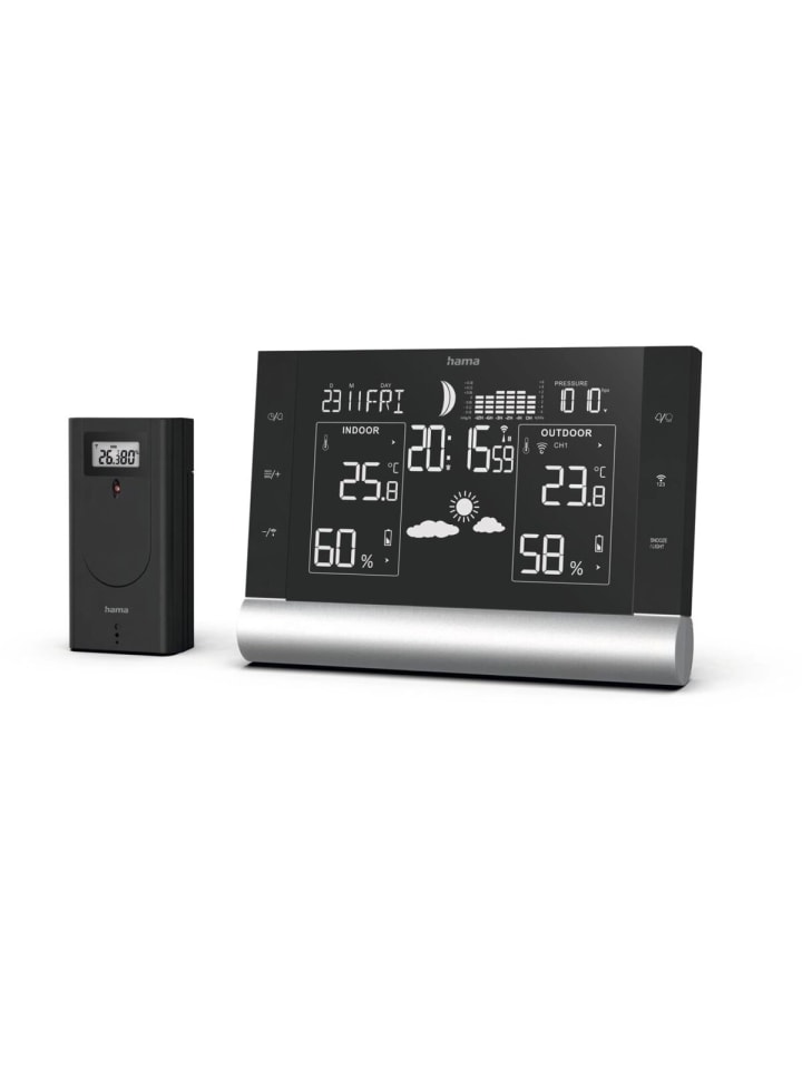 Hama Multifunktionale Black Line Plus Wetterstation mit Alarmfunktion in Schwarz günstig kaufen onesize