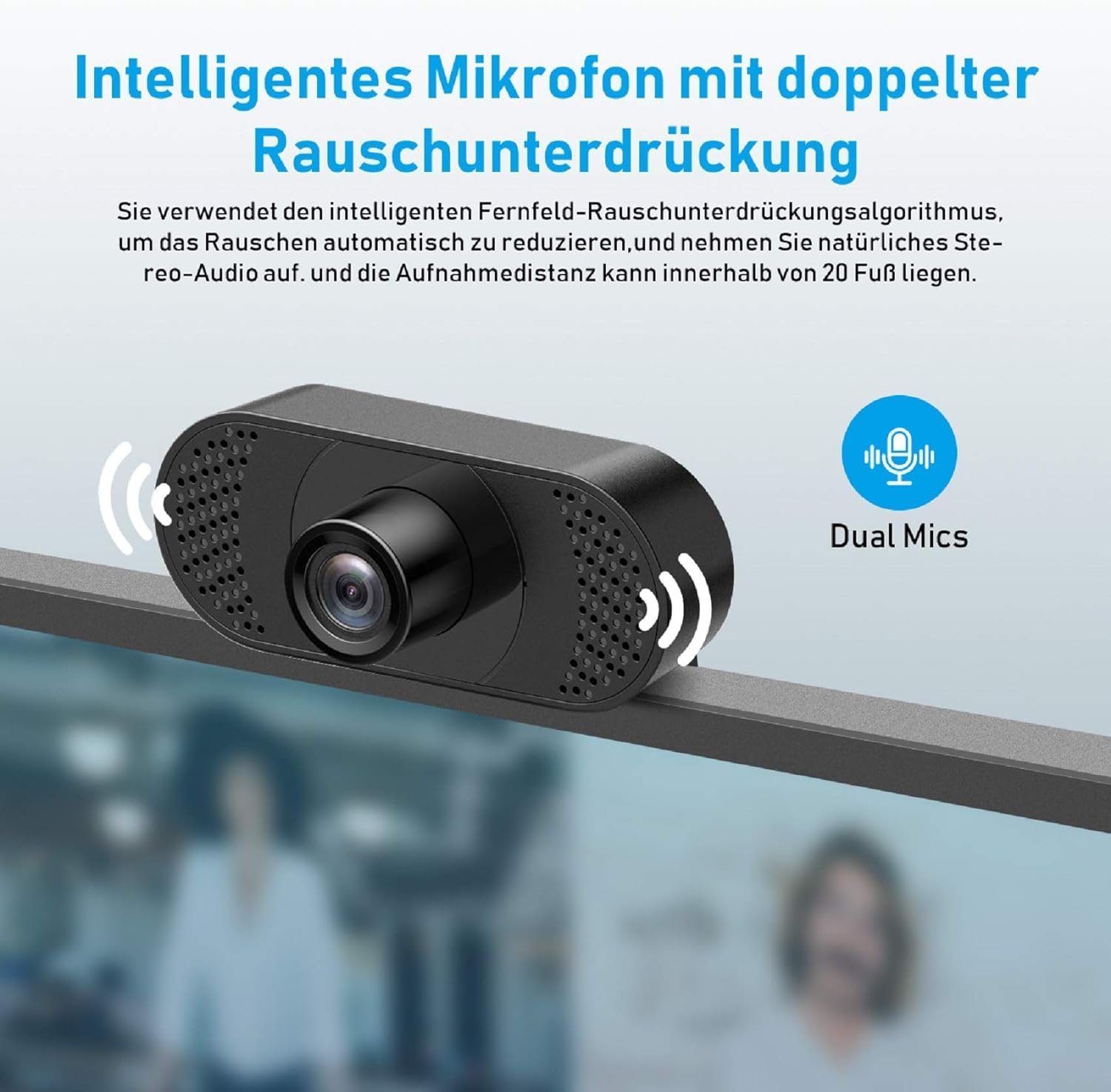 Diyarts Full HD-Webcam (Full HD 1080P, für Laptop, Desktop, USB 2.0 Plug & Play, Webcam pc, Automatische Lichtkorrektur, für Live-Streaming, Videoanrufe, Konferenz)