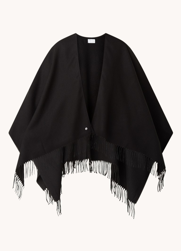 Poncho Fraas tricotat fin cu franjuri