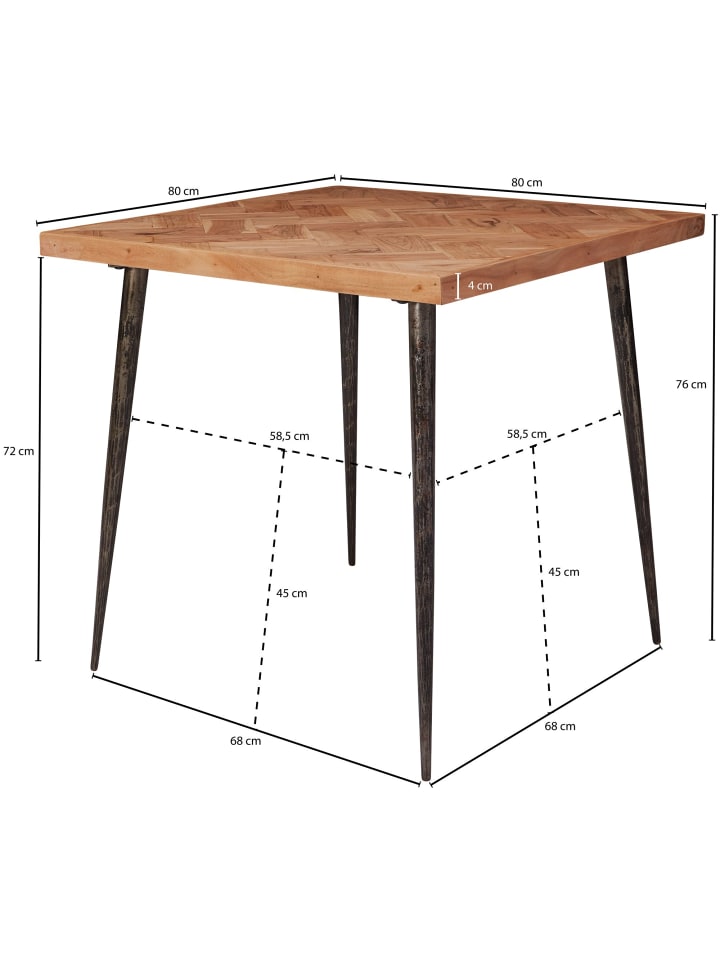 KADIMA DESIGN Esszimmertisch 80x76x80 cm Massivholz / Metall Industrial, günstig kaufen onesize