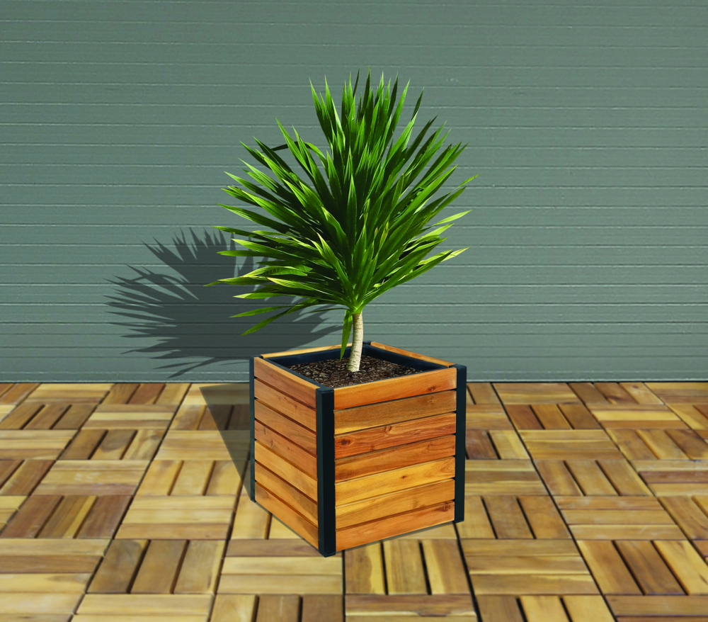 Hardin 1fachgut Holz Pflanzkübel, Pflanzkübel, Blumenkasten, Blumenkübel 33,5 x 33,5 x 32 cm FSC braun