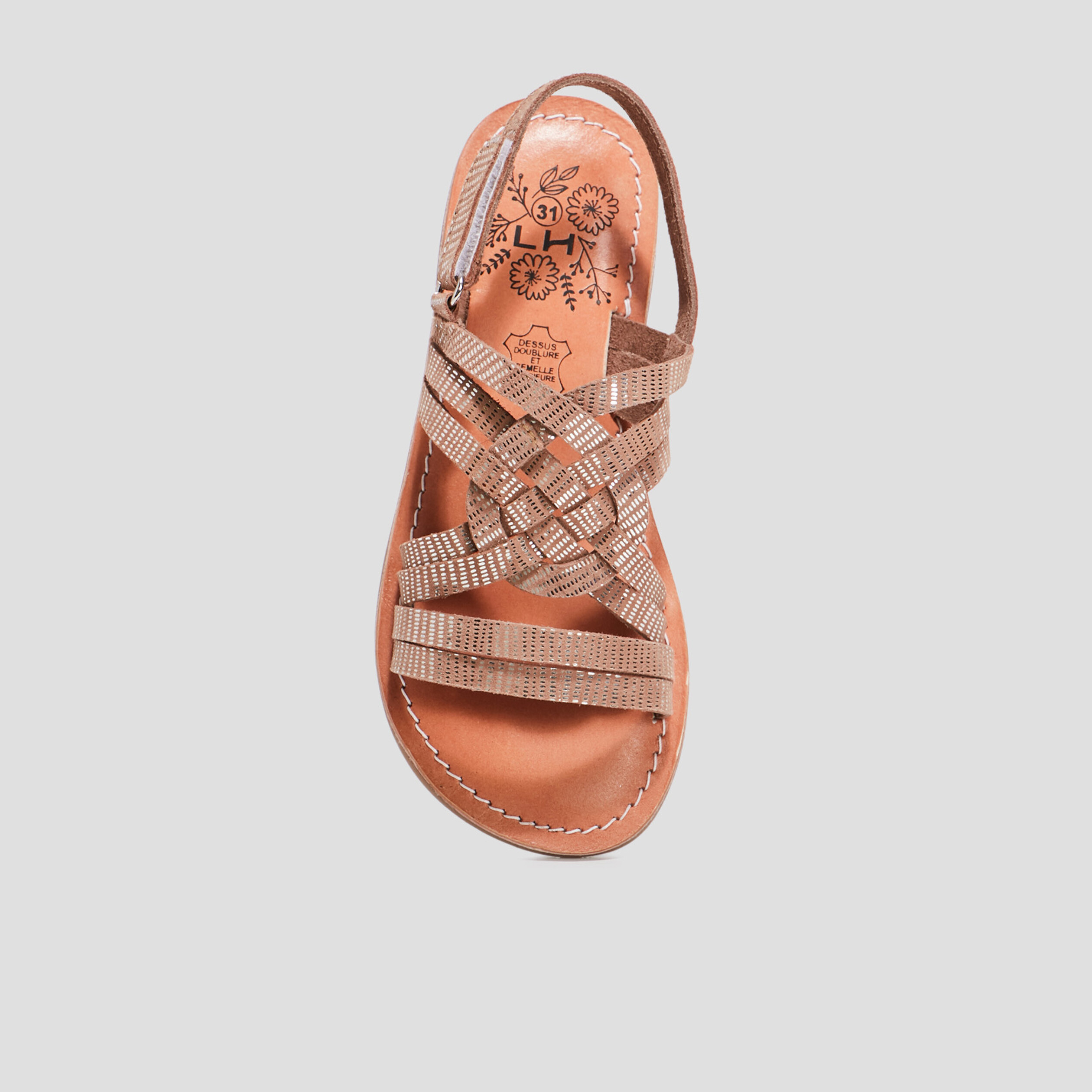 Sandales en cuir couleur bronze fille | La Halle