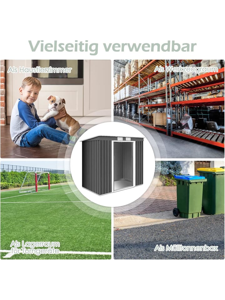 COSTWAY Gerätehaus 213x130x173cm in Grau günstig kaufen onesize