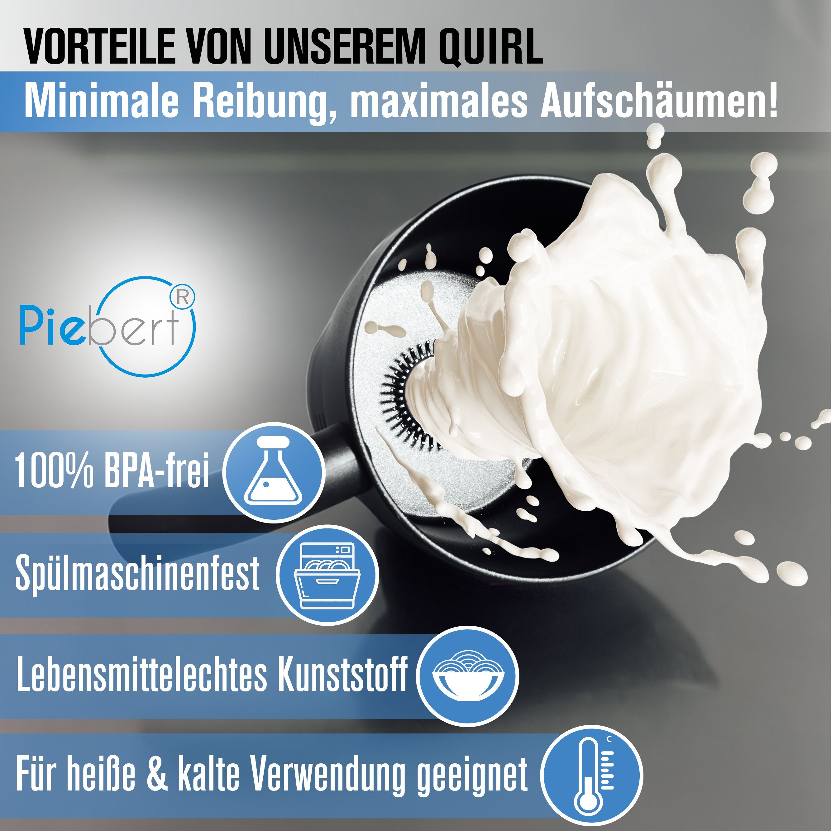 Piebert Milchaufschäumer 2x Quirl 39179 für Induktionsmilchaufschäumer kompatibel mit Clatronic