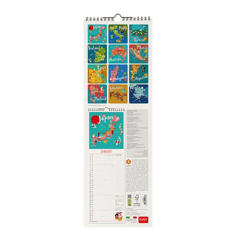 Calendario de pared 2025 - 16 x 49 cm