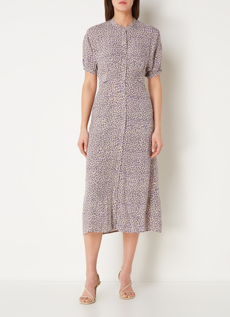 Whistles Midi shirt dress with side pockets and leopard print