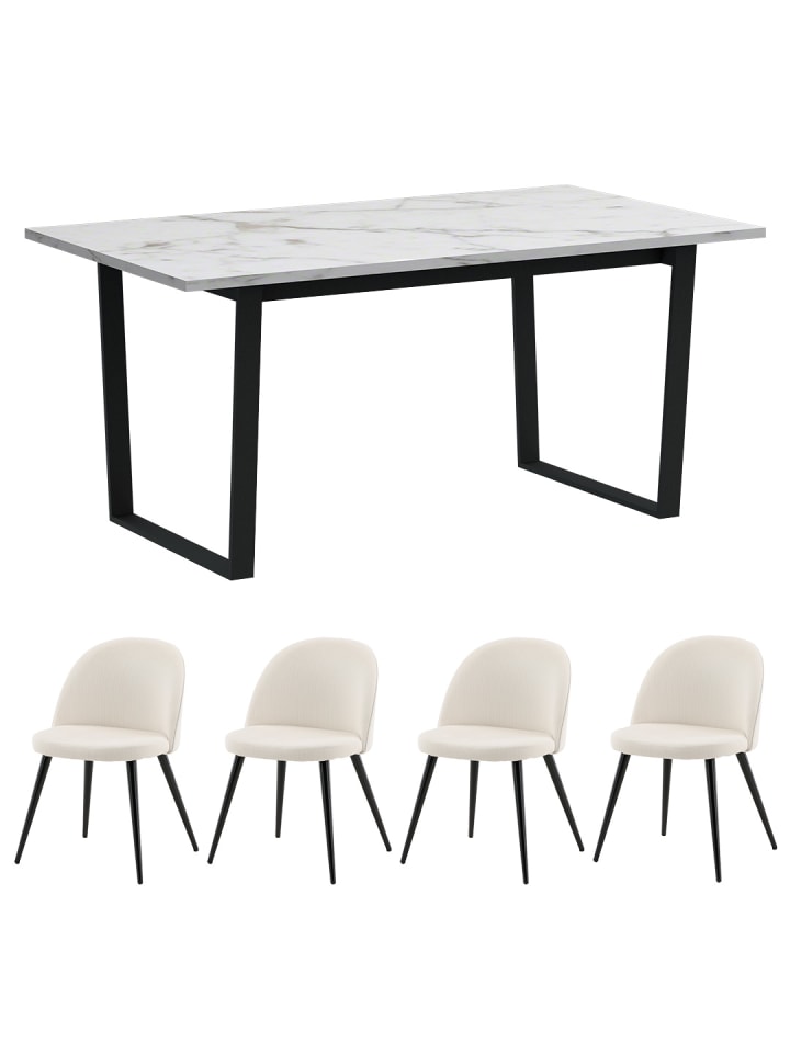 ebuy24 Tischgruppe Tilst Weiß 160 x 90 cm günstig kaufen onesize