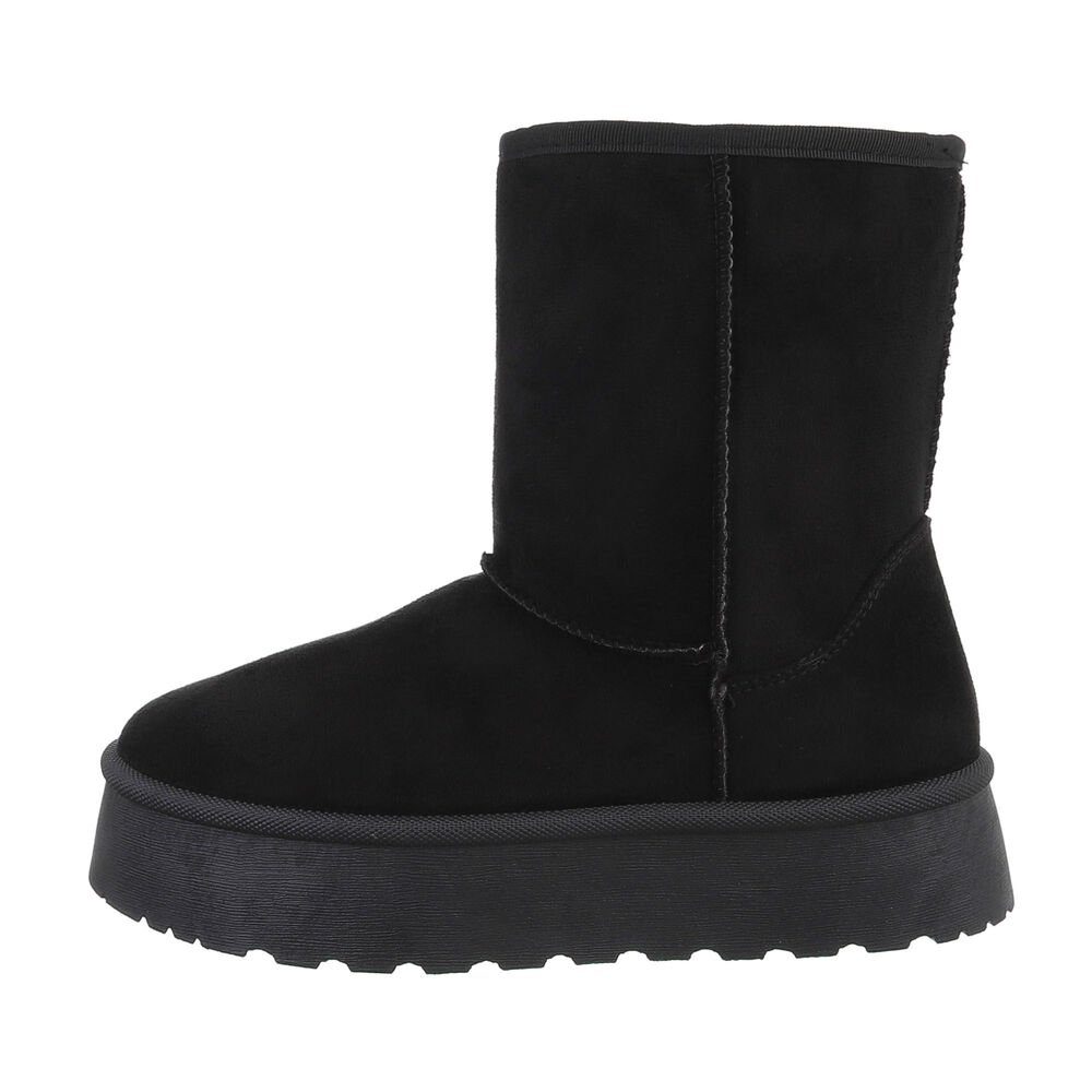 Ital-Design Damen Snowboots Freizeit Snowboots Flach Plateaustiefeletten in Schwarz