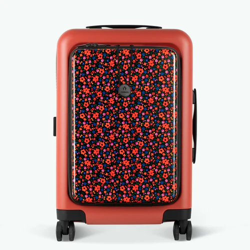LHR 4-wheel hard-shell suitcase with orange MAD pouch