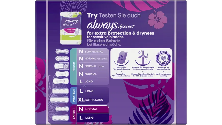 Always Slipeinlagen Expert Daily Protect Normal mit leichtem Duft BigPack 48ST