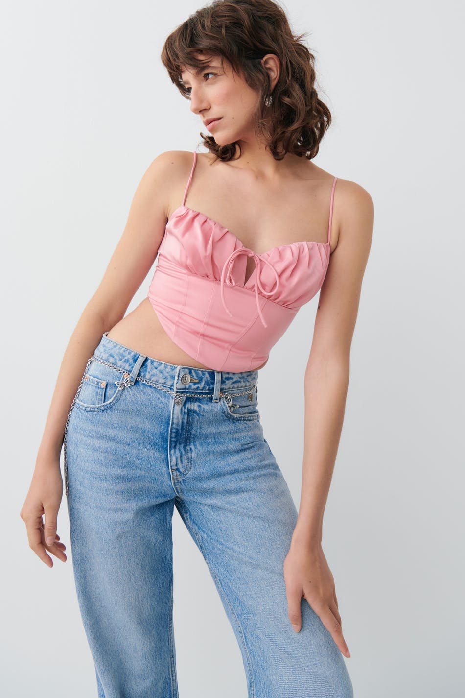 Gathered bust strap top