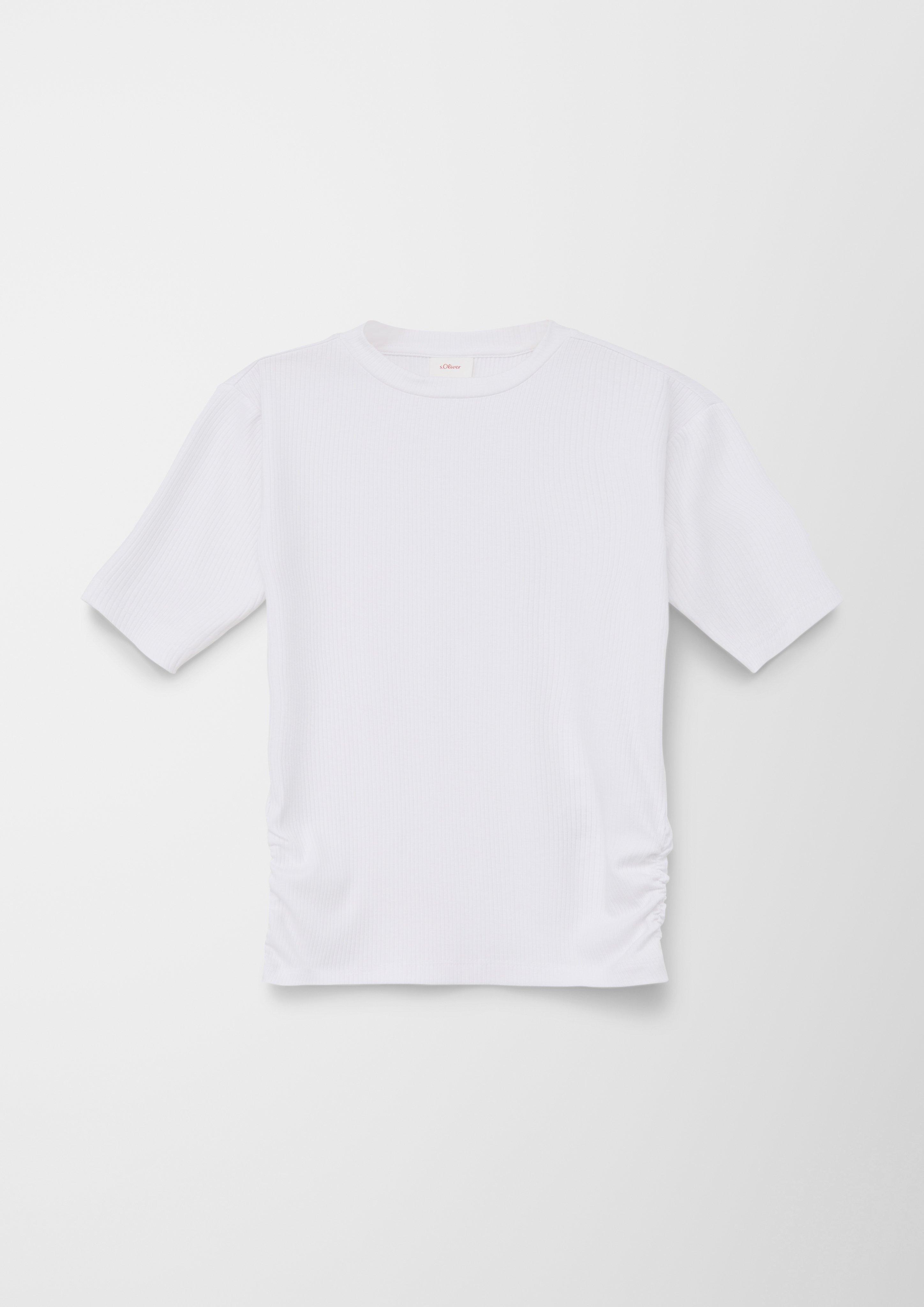Eng anliegendes Rippshirt mit Raffung  2128030-0100