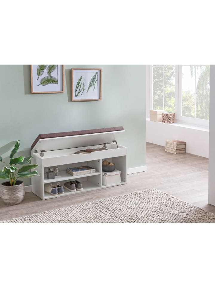KADIMA DESIGN Schuhbank WL5.345 mit Sitzfläche Garderoben-Bank Holz 104x51x32 cm in Weiß günstig kaufen onesize
