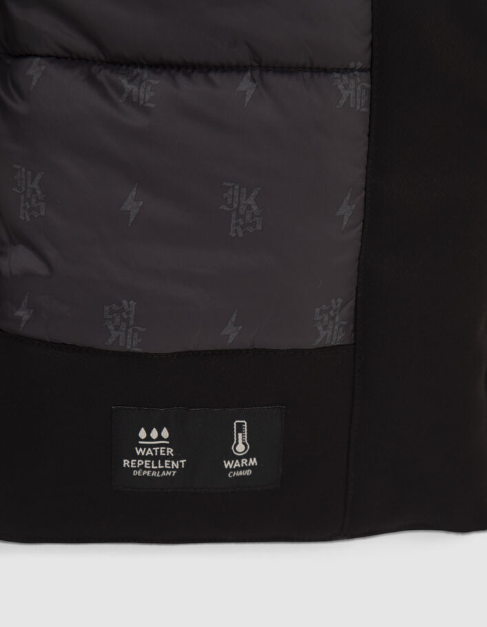 Parka noire à capuche doublure matelassée garçon