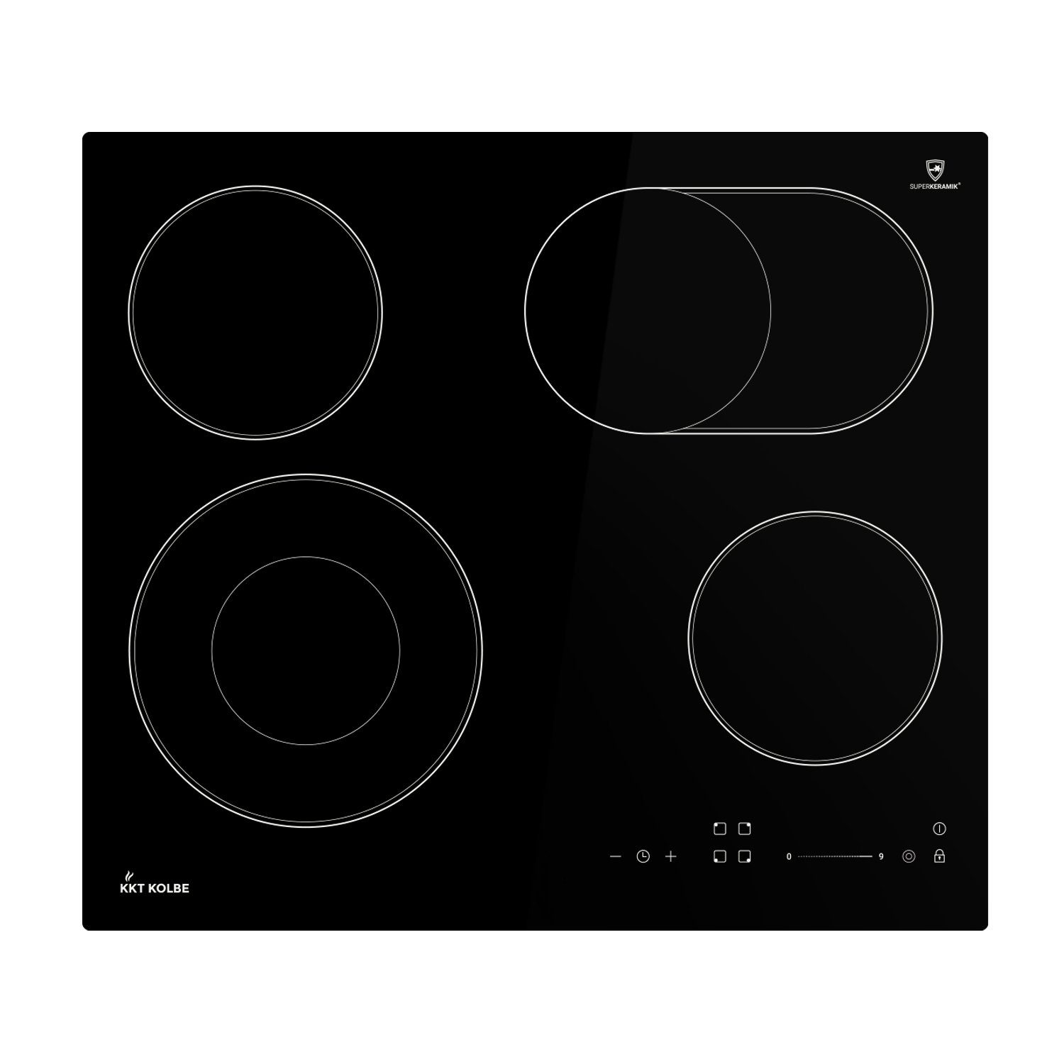 KKT KOLBE Elektro-Kochfeld KF592RL, 59cm / Autark / 6,6kW / 9 Stufen / 4 Zonen / Rahmenlos / Touch