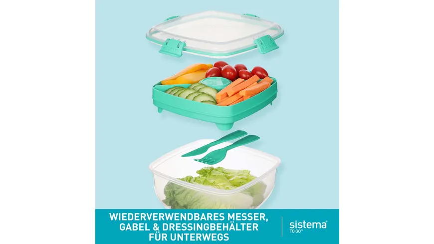 sistema Lunchbox SALATBOX TO GO 1,1l Achtung: diesen Artikel gibt es in verschiedenen farblichen Ausführungen. Sie erhalten nur 1 Artikel (zufällige Auswahl im Lager). Eine Vorauswahl ist leider nicht möglich.