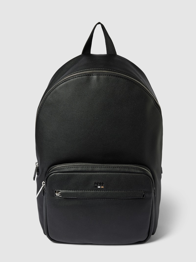Rucksack mit Label-Prägung Modell 'Ray' in schwarz