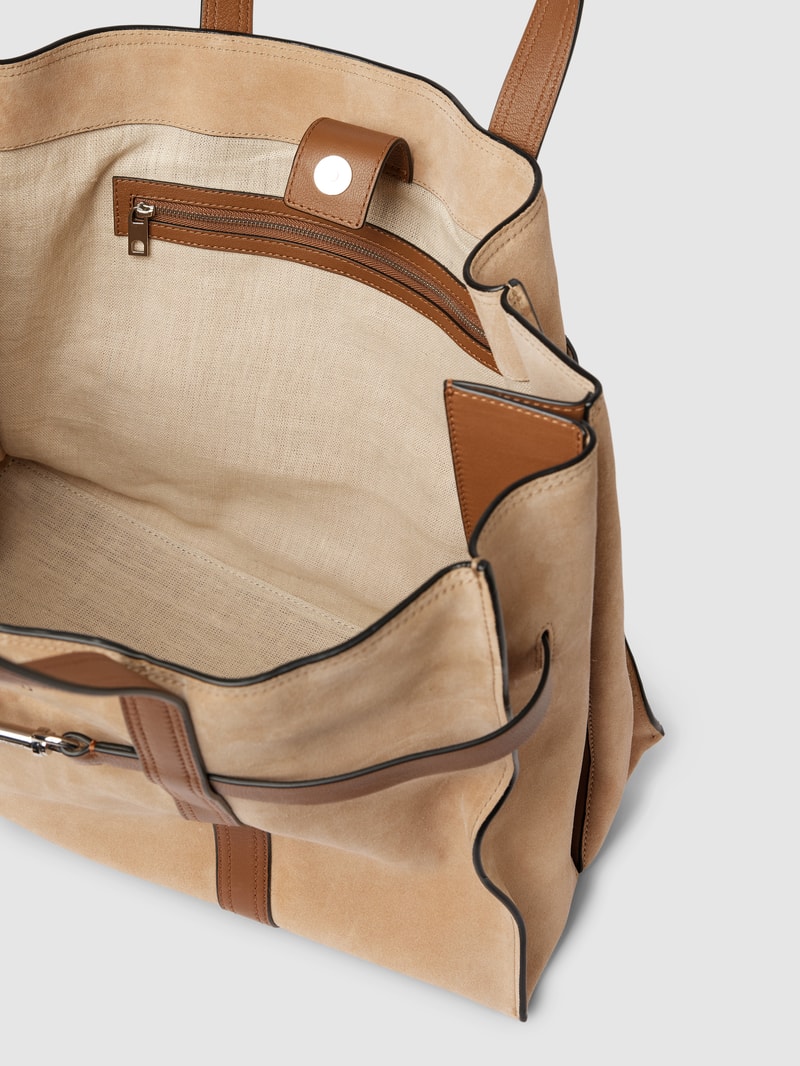 Shopper mit Label-Details Modell 'Mara' in sand