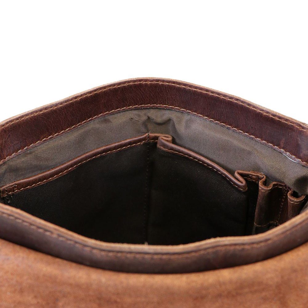 SID & VAIN Schultertasche Leder Umhängetasche Damen YALE, Crossbody Bag Echtleder für Damen, Handtasche mit Schultergurt braun