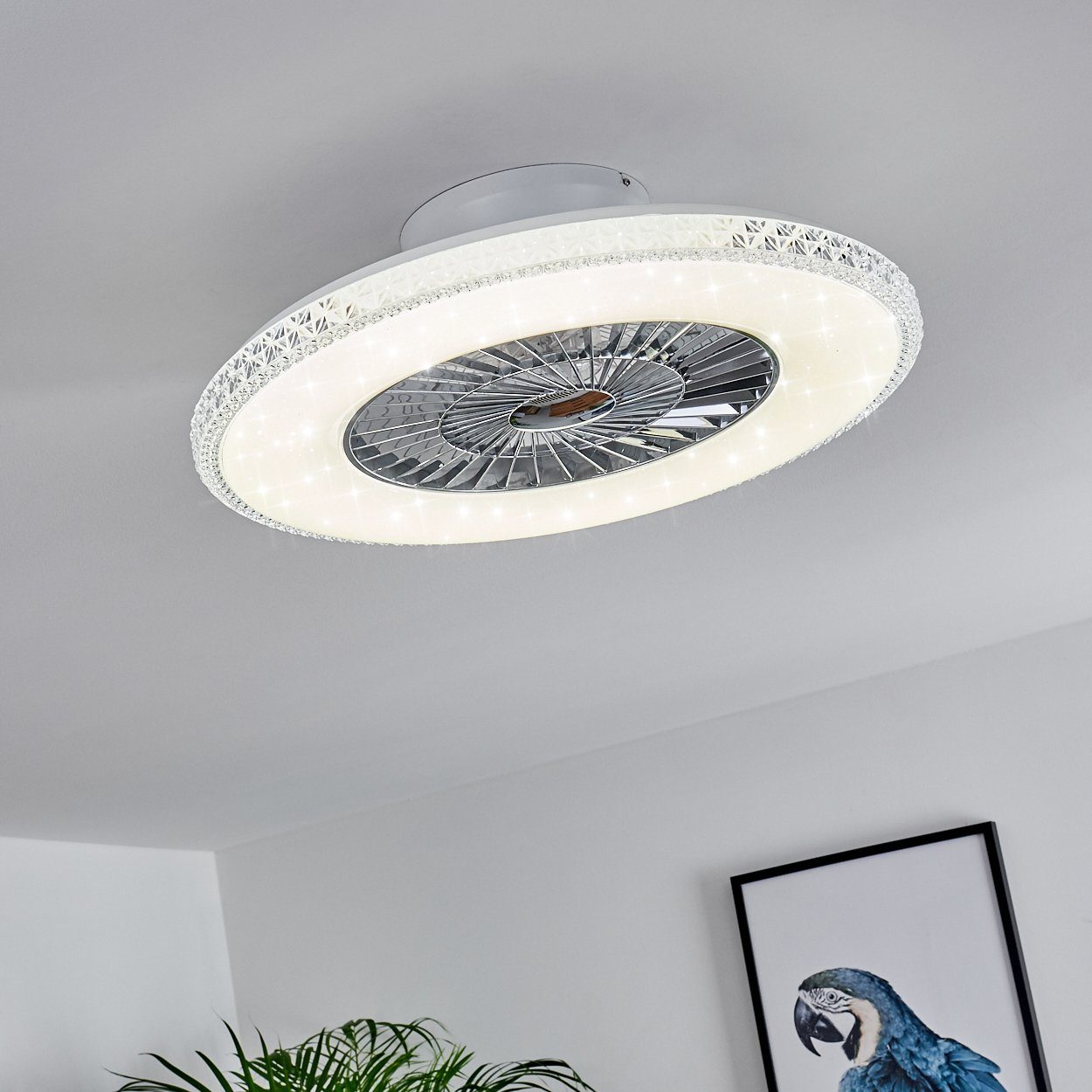 hofstein Deckenventilator Vaprio LED Deckenventilator in Weiß/Chorm