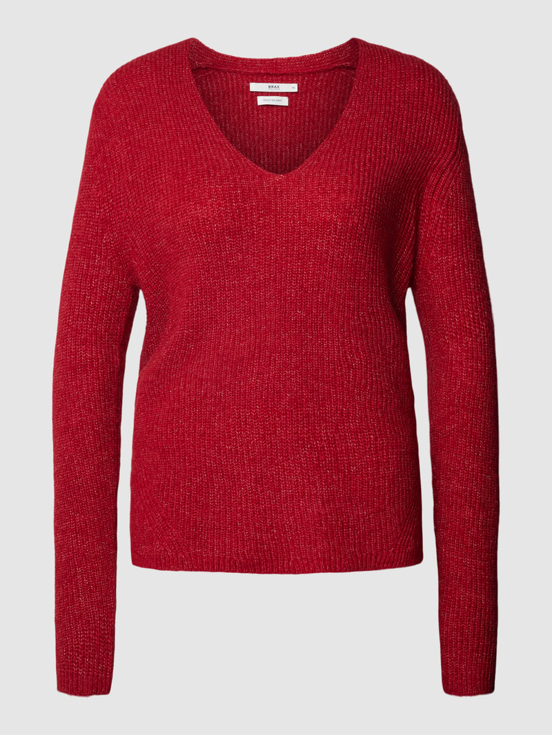 Strickpullover mit abgerundetem V-Ausschnitt Modell 'Style.Lana' in rot