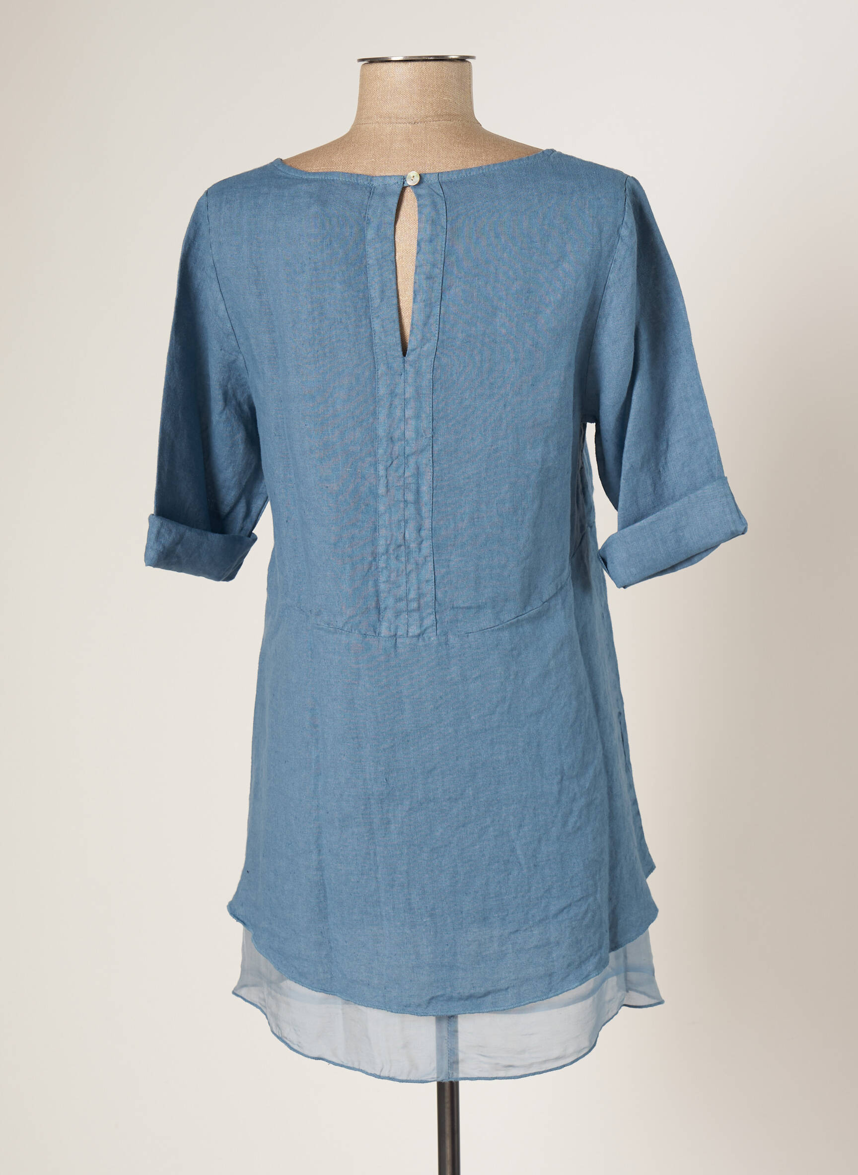 Blanc Boheme Tuniquemanchecourte Femme couleur bleu
