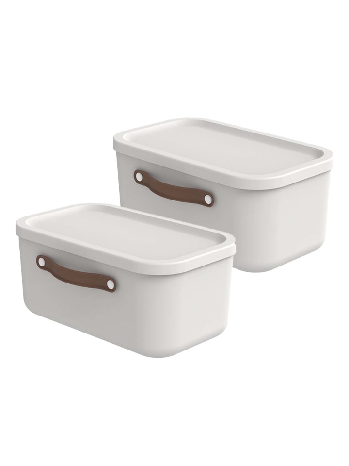 Rotho 2er-Set Kiste mit Deckel Maloja 12l in Mistletoe weiß günstig kaufen onesize